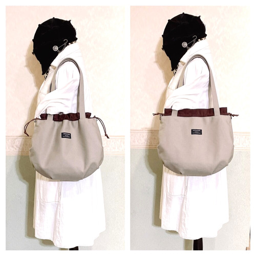 帆布♪巾着トートバッグ(L)❥ハンドメイド❥ トートバッグ N-shop 