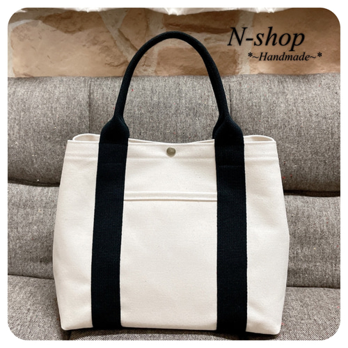 帆布*トートバッグ(M)❥ハンドメイド❥ トートバッグ N-shop* 通販 