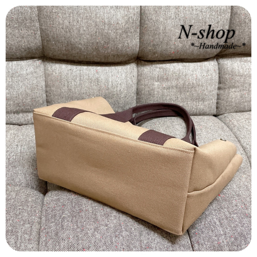 肌触りがいい 帆布*トートバッグ(M)❥ハンドメイド❥ N-shop トートバッグ トートバッグ