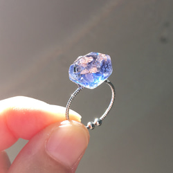 銀河鉄道の夜》アイオライト 銀河の鉱石指輪 フリーリング 天然石 青