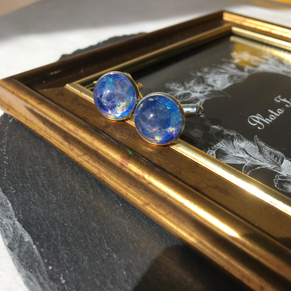 アイオライトのブルーオーシャンカフスボタン　メンズ　ギフト　父の日　ブルー　天然石　パワーストーン　青 6枚目の画像