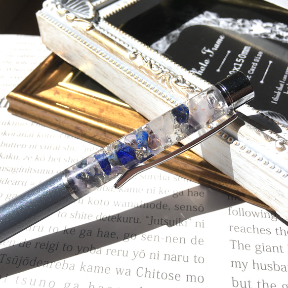 天然石入り ハンドメイド・手芸 天然石入りハーバリウムボールペン