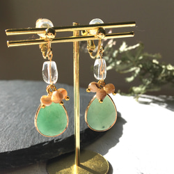 Healing Drop Aventurine Earrings Earrings Metal Allergies 母親節五月生 第2張的照片