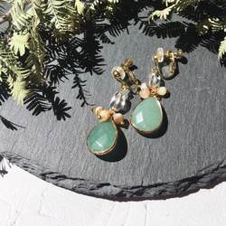 Healing Drop Aventurine Earrings Earrings Metal Allergies 母親節五月生 第4張的照片