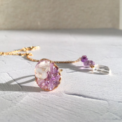 アメジストと水晶のロックリング 指輪 ペアリング 誕生石 2月 天然石 紫 パープル  華奢 フリーリング 6枚目の画像