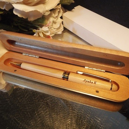 木製彫刻文房具入れ 木製ペンケースセット(デザイン彫刻) ペン・筆記用具 KIZUNA