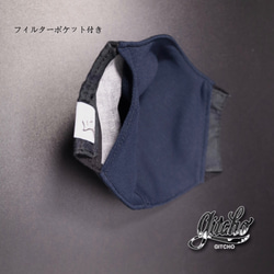 オリジナル髑髏3D布マスク(ポケット付き)-ダークグレー　 8枚目の画像