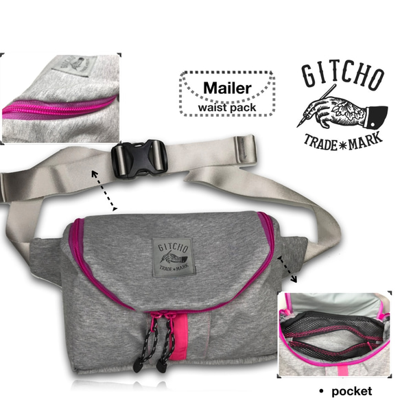 Mailer waist pack-Knit GY/PK 8枚目の画像