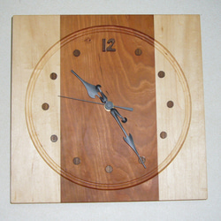 寄木の掛け時計（ブラックチェリー＆メイプル） 2枚目の画像