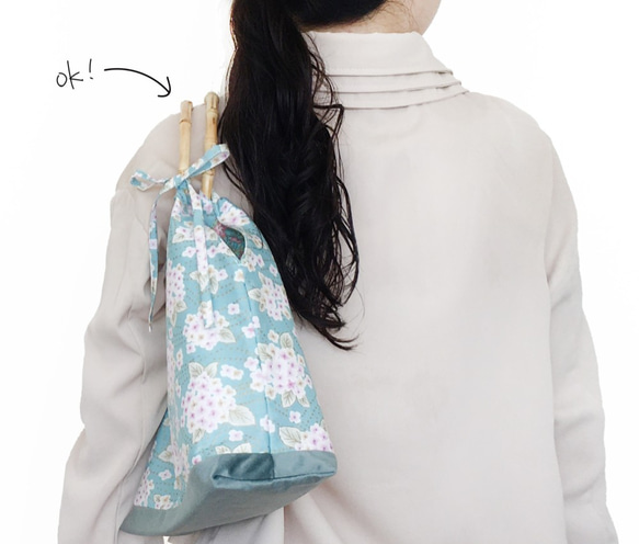 繡球花紫陽花竹柄手提包袋 上班通勤便當袋 薄荷綠 現代日式拼布 媽媽老婆女友閨蜜生日禮物 第7張的照片