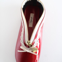 醒目的芭蕾舞鞋袋琺瑯蕾絲紅色 第3張的照片