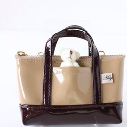 帶上一隻熊 ♪ Mini tote 3way 鑰匙包 Beige x Brown 第3張的照片