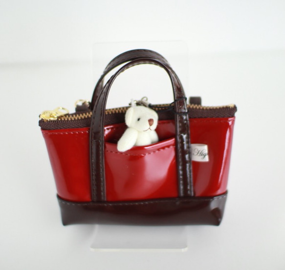 Take a bear with you ♪ Mini tote 3way key case red x brown 第3張的照片