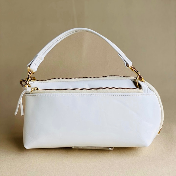 旅行に　3way スマホお財布ポシェット ホワイト牛革 スマホ・鍵・カード20枚！口紅が入る スマホ