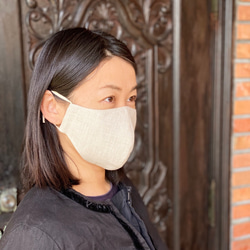 男女兼用　大判Lサイズ　リネンと竹布の立体マスク　　送料無料 受注製作 7枚目の画像