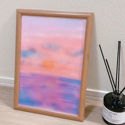 海と夕陽　ポスター　A4サイズ　おしゃれ　キレイ　紙　　夕陽　海　赤　空　雲　景色　癒し　インテリア　 2枚目の画像