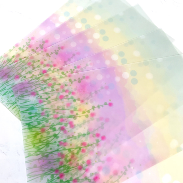 【ピンク花】7枚　トレーシングペーパー　紙　かわいい　用紙　ペーパー　デザイン紙　トレペ　フラワー　 1枚目の画像