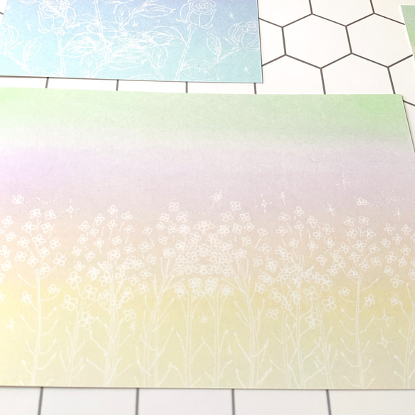【春の訪れ】4枚　ポストカード　はがき　淡い　カラー　キレイ　イラスト　文房具　デザイン　メッセージカード　かわいい 4枚目の画像
