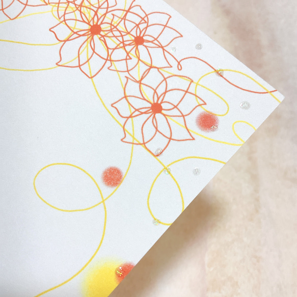 【ラメ付きお花デザイン】3枚　ポストカード　キラキラ　ハガキ　カード　紙もの　お花　デザイン　かわいい　おしゃれ　 5枚目の画像