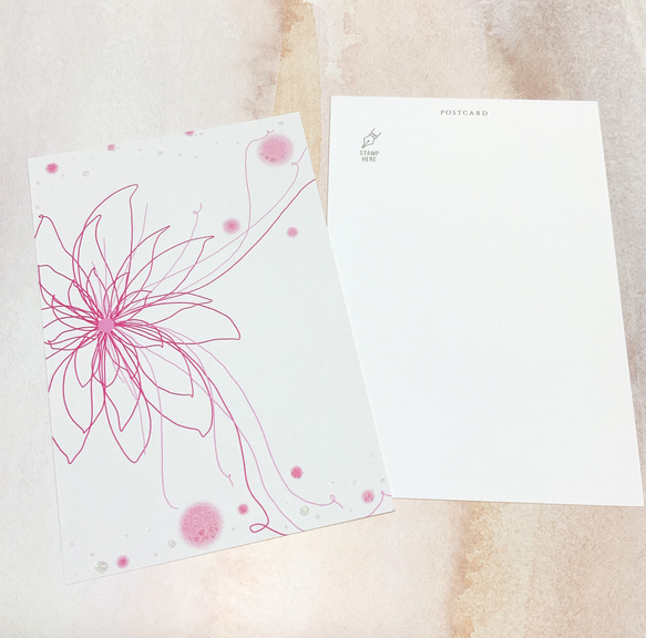 【ラメ付きお花デザイン】3枚　ポストカード　キラキラ　ハガキ　カード　紙もの　お花　デザイン　かわいい　おしゃれ　 7枚目の画像