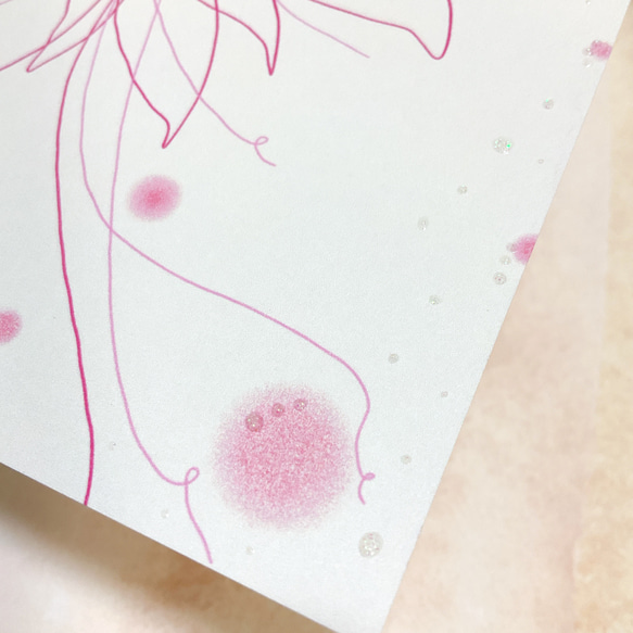 【ラメ付きお花デザイン】3枚　ポストカード　キラキラ　ハガキ　カード　紙もの　お花　デザイン　かわいい　おしゃれ　 8枚目の画像