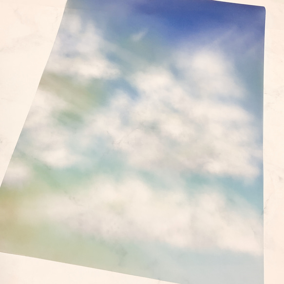 【夏の光雲】7枚　トレーシングペーパー　紙モノ　紙　かわいい　キレイ　鮮やか　文房具　空　夏　雲　アート　イラスト 3枚目の画像