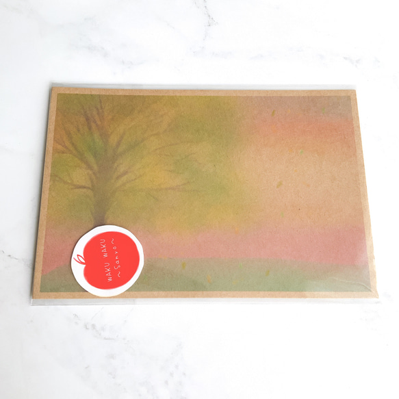 【クラフト4種】ポストカード　かわいい　自然　花　紙　アート　淡い　イラスト　ハガキ　デザイン　文房具　紙モノ 2枚目の画像