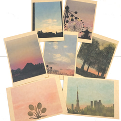 ②影の7種セット　ポストカード　イラスト　花　空　街　自然　アート　デザイン　はがき　紙モノ　キレイ 10枚目の画像