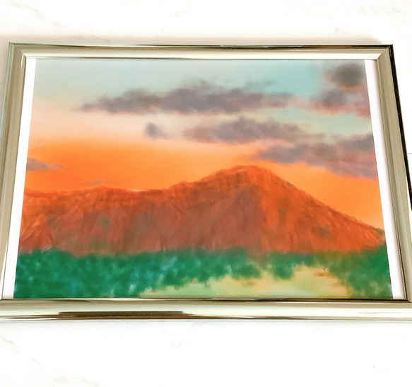 【ダイアモンドヘッド】A4  ポスター　ハワイ　自然　山　夕陽　景色　アート　イラスト　インテリア　　 5枚目の画像