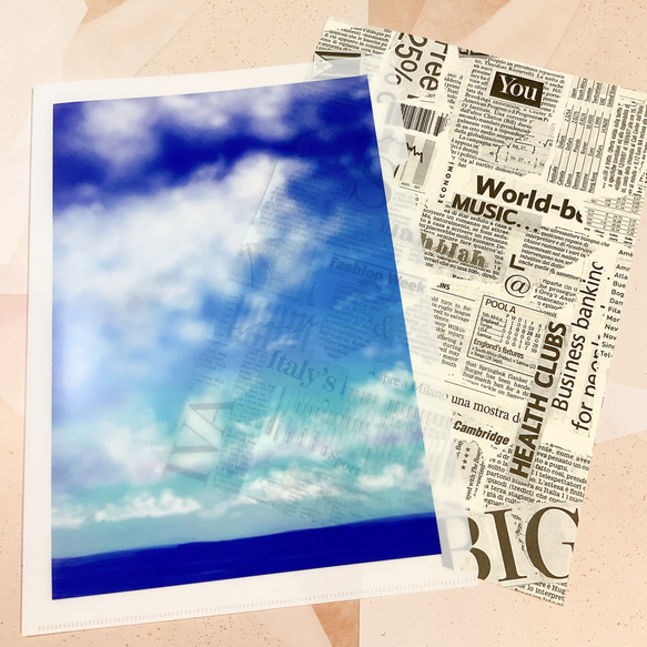 【青空クリアファイル】A4サイズ　空　ブルー　イラスト　キレイ　景色　アート　デザイン 4枚目の画像