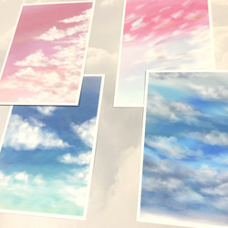 【夫婦】4枚　ポストカード　イラスト　記念日　デザイン  空　雲　かわいい　キレイ　おしゃれ　紙モノ 2枚目の画像