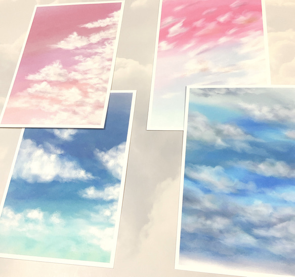 【夫婦】4枚　ポストカード　イラスト　記念日　デザイン  空　雲　かわいい　キレイ　おしゃれ　紙モノ 2枚目の画像