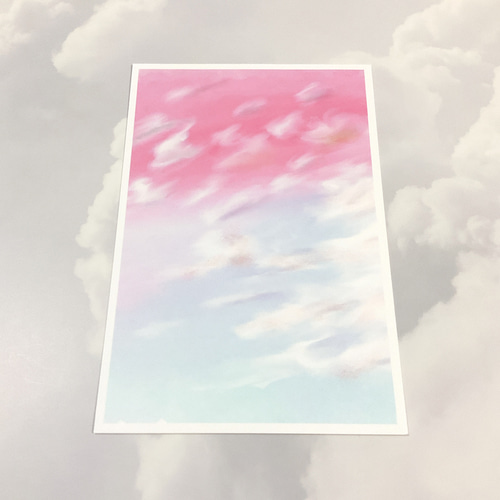 夫婦】4枚 ポストカード イラスト 記念日 デザイン 空 雲