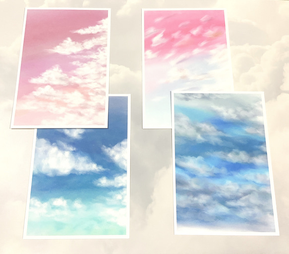 【夫婦】4枚　ポストカード　イラスト　記念日　デザイン  空　雲　かわいい　キレイ　おしゃれ　紙モノ 8枚目の画像
