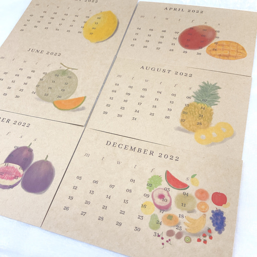 ③ カレンダー 2023年 クラフト ポストカードサイズ 絵 かわいい