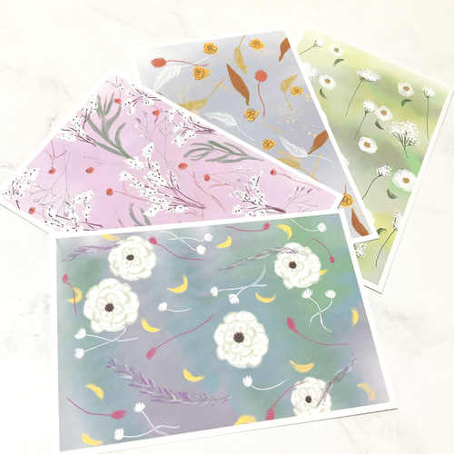 4種の花柄】ポストカード かわいい ドライフラワー おしゃれ