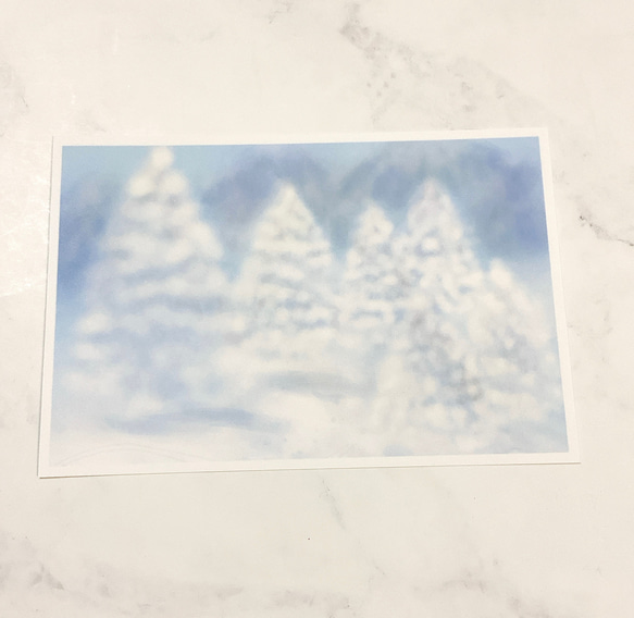 【Winter】5枚セット　ポストカード　景色　自然　雪　冬　季節　絵はがき　イラスト　ハガキ　キレイ　森　山　空　 3枚目の画像