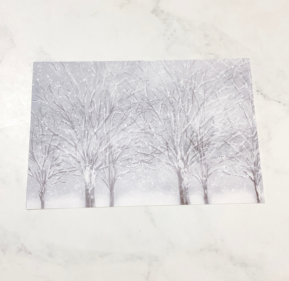 【Winter】5枚セット　ポストカード　景色　自然　雪　冬　季節　絵はがき　イラスト　ハガキ　キレイ　森　山　空　 5枚目の画像