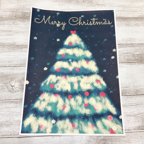 クリスマスツリー ポスター 超早割2022 A4サイズ オシャレ 雪