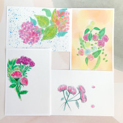【紫の花たち】4枚　ポストカード　かわいい　キレイ　紙もの　ペーパー　紫陽花　天気　雨　春　さくら　紙　ひ　 1枚目の画像