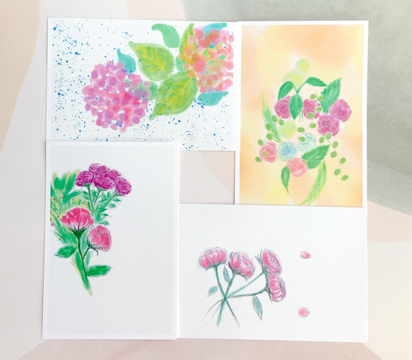 【紫の花たち】4枚　ポストカード　かわいい　キレイ　紙もの　ペーパー　紫陽花　天気　雨　春　さくら　紙　ひ　 8枚目の画像