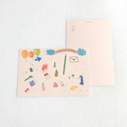 学校セット】5枚 ポストカード はがき イラスト 紙もの 黒板 ノート