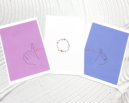 ポストカード 手描きイラスト《 白い恋人 》オリジナル 可愛い女性たち