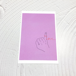 【赤い糸】3枚　ポストカード恋人　夫婦 love 絵はがきイラスト　 ピンク　 パープル　 紫　 赤　 ハート　 小指 3枚目の画像