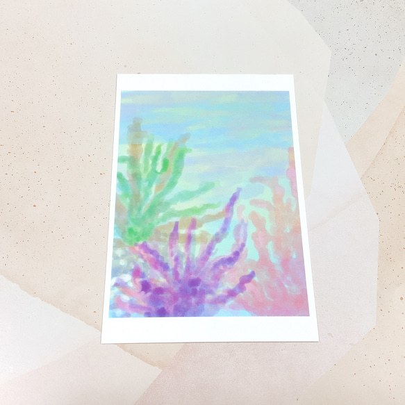 【4枚セット】海 貝殻 海中 海 キレイ ポストカード　かわいい 自然 グラデーション 淡い おしゃれ 夏 季節 涼しい 3枚目の画像