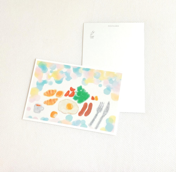 【5枚セット】ポストカード  自然　イラスト　食べ物　花　チューリップ　かわいい　気球　空　雲　文具　ハガキ　ピンク　 2枚目の画像