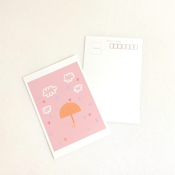 【5枚セット】ポストカード  自然　イラスト　食べ物　花　チューリップ　かわいい　気球　空　雲　文具　ハガキ　ピンク　 3枚目の画像