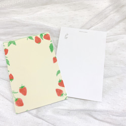 【イチゴ三色カラー】3枚セット　ポストカード　イラスト　デザイン　ハガキ　かわいい　紙モノ　果物　文房具　インテリア 2枚目の画像