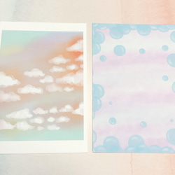 【お花と空の8種セット】ポストカード　かわいい　自然　紙　ハガキ　雲　青　カラフル　緑　淡い　キレイ　おしゃれ 3枚目の画像