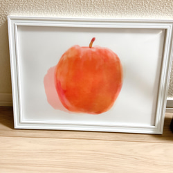 『真っ赤なりんご』イラスト　ポスター　かわいい　紙　　　インテリア　おしゃれ　赤　レッド　おすすめ　A4 4枚目の画像